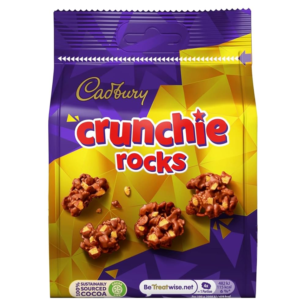Cadbury Crunchie Rocks Chocolate Bag 110g Delicious Tasty And Twisty Treat x 3