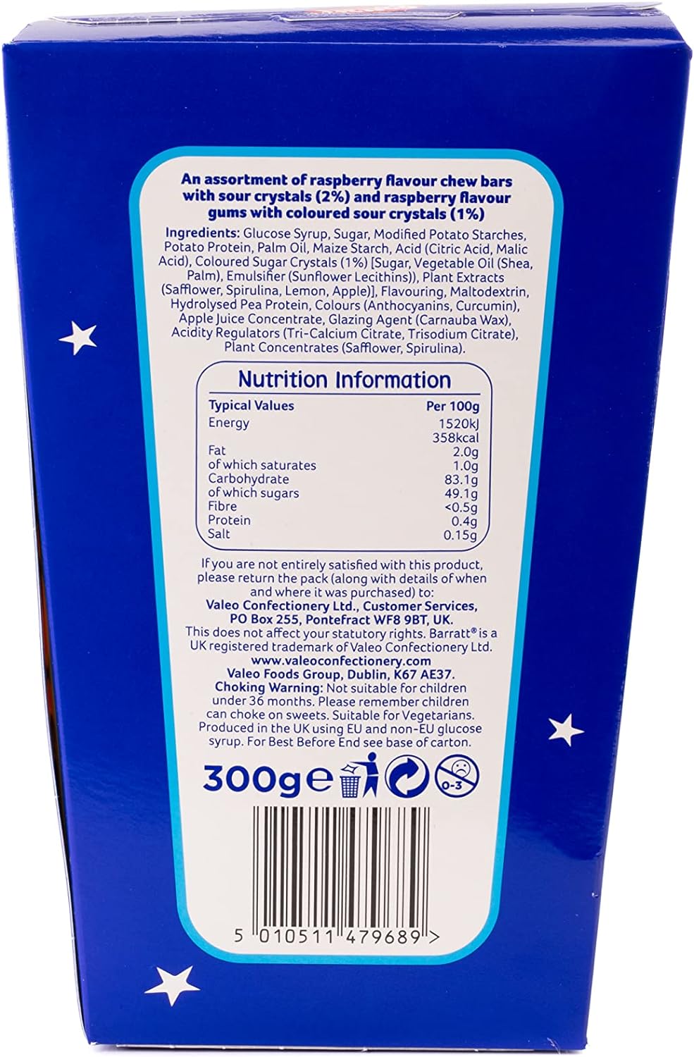 Barratt WHAM 300g, retro sweets, fizzy chew bars, raspberry WHAM, nostalgic sweets, sherbet centre, British candy, share bag, kids party sweets, chewy toffee bars.