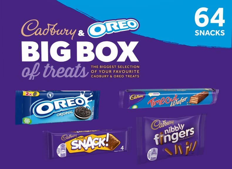 Cadbury & OREO Big Box of Treats, Cadbury variety box, OREO variety pack, Cadbury & OREO sharing box, Cadbury office snacks, Cadbury & OREO 64 pack, chocolate assortment box, Cadbury bulk buy, OREO chocolate mix, Cadbury gift box.