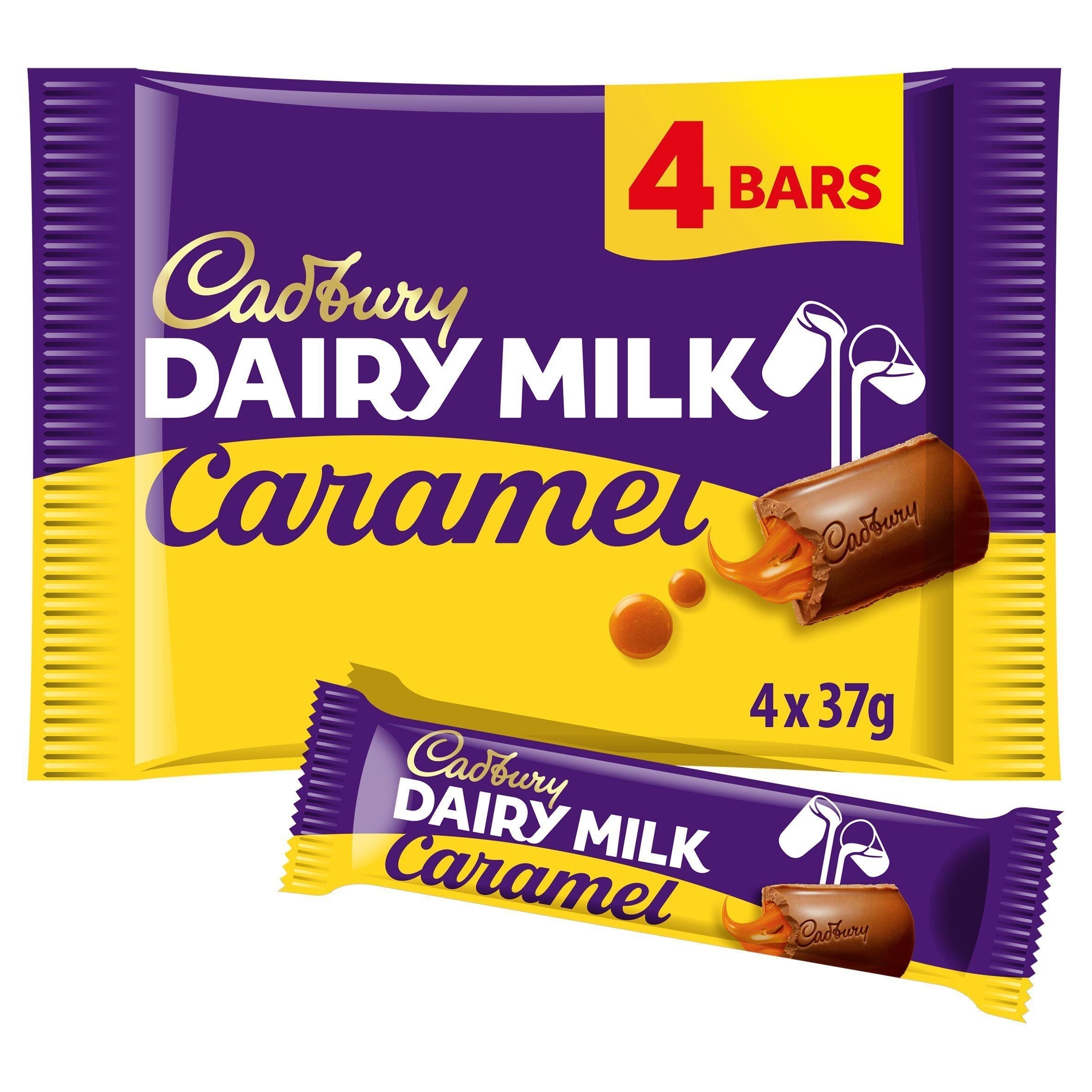 Cadbury Dairy Milk Caramel Chocolate 4 Bar - 148g (Pack Of 2)