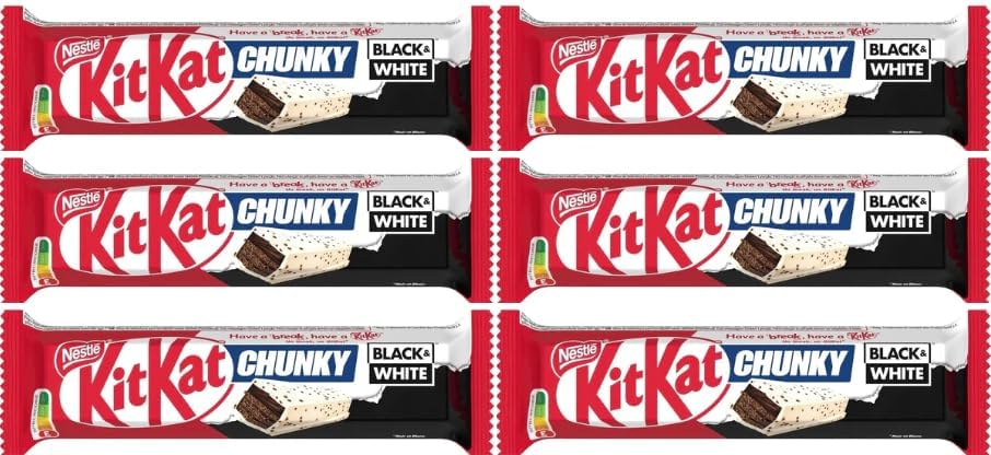 KitKat Chunky Black & White  6 Pack Limited Edition Milk & White Chocolate Bars