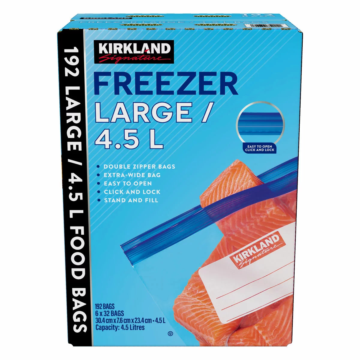 Kirkland Signature Large Freezer Bags, 4.5L  192 Count