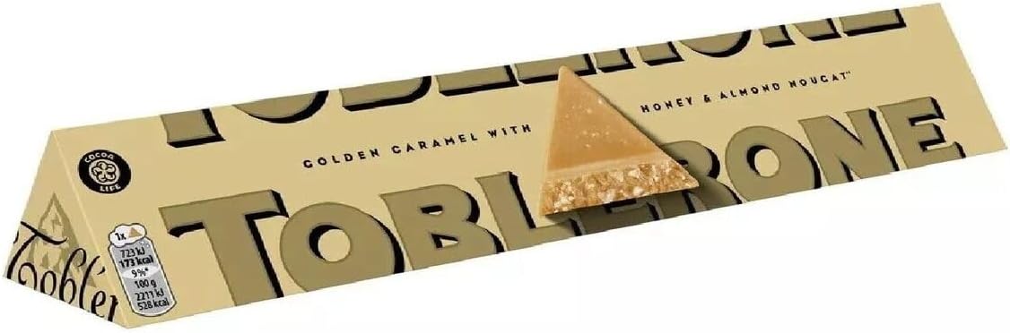 Toblerone Golden Caramel 340g  Swiss Milk Chocolate with Honey & Almond Nougat