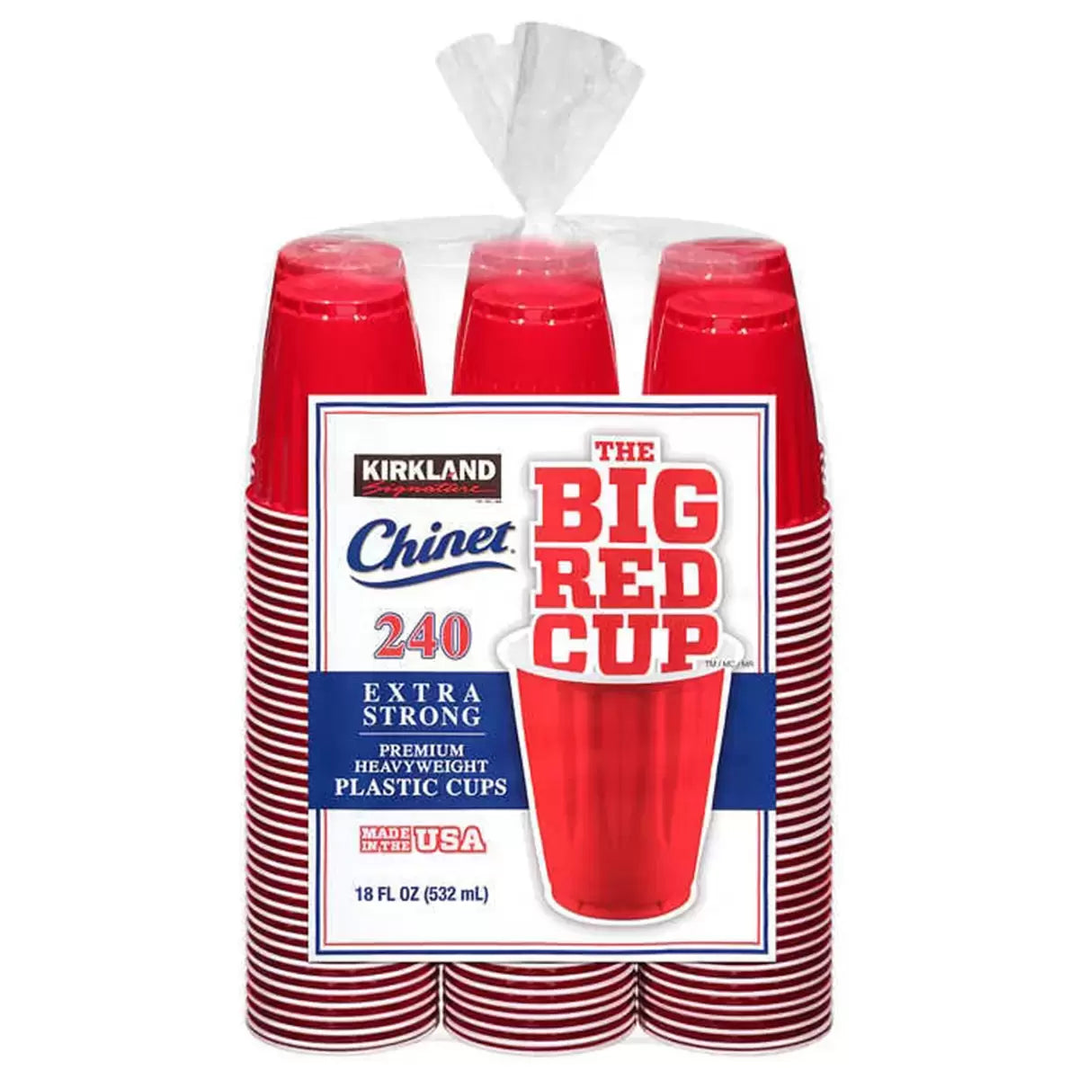 Kirkland Signature Chinet Red Plastic Cups – 18oz, 240 Pack
