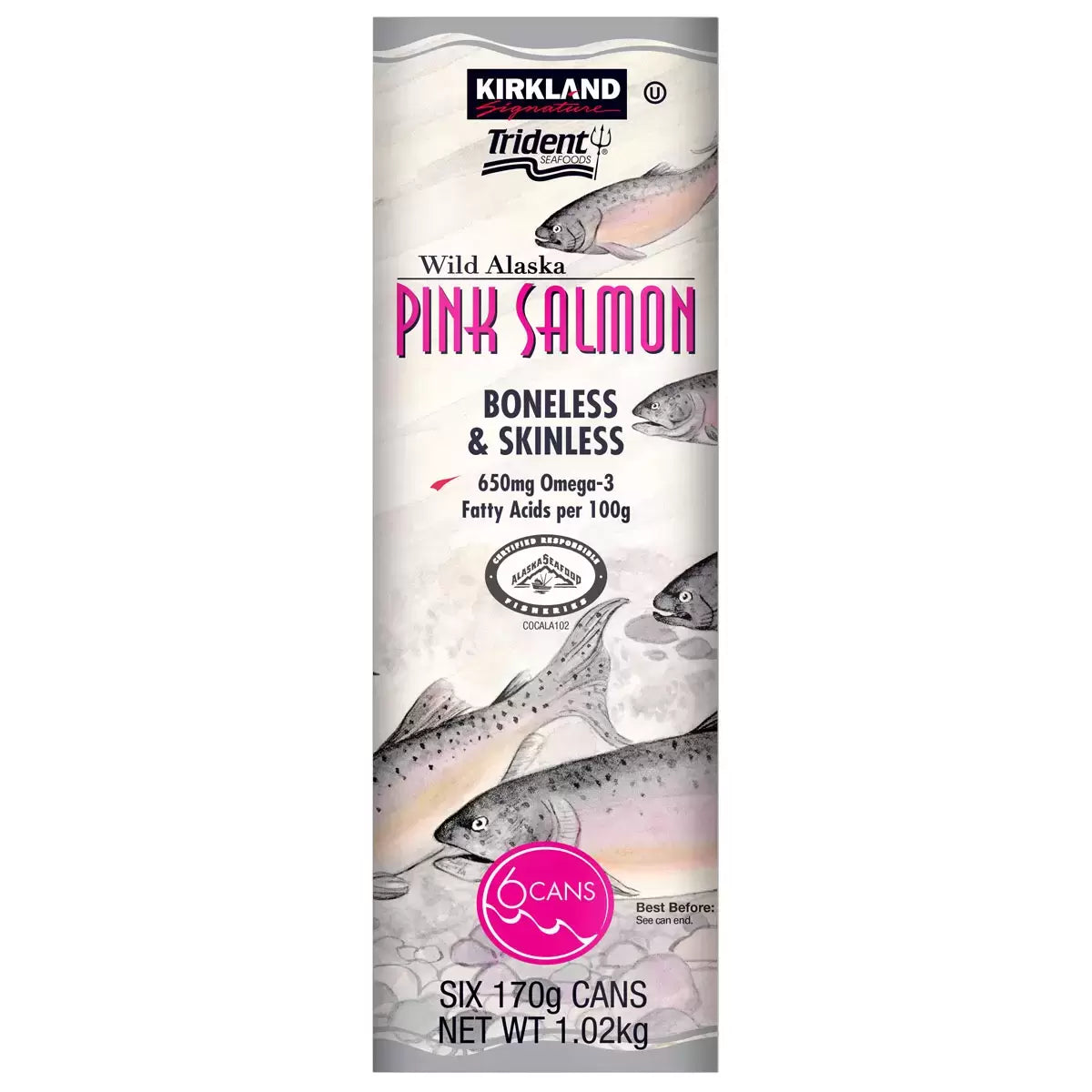 Kirkland Signature Wild Alaskan Pink Salmon 6×170g