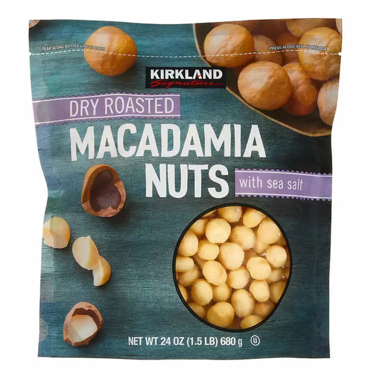 Kirkland Signature Dry Roasted Macadamia Nuts with Sea Salt  680g