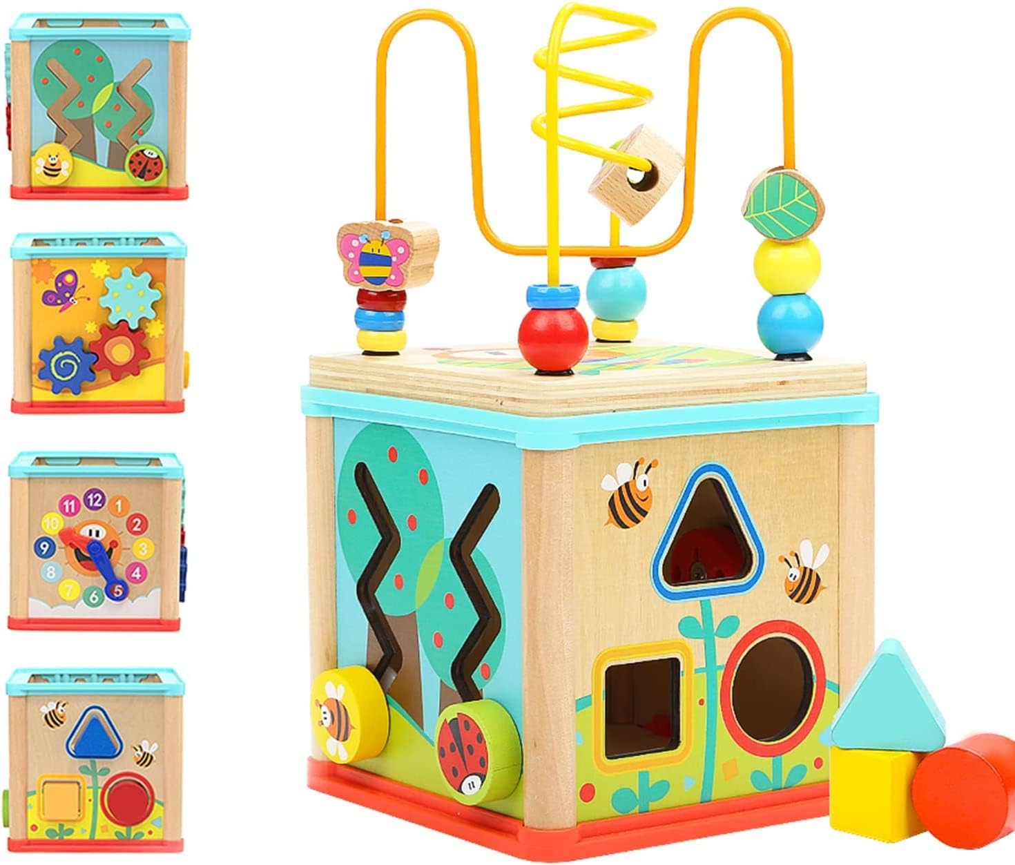 Wooden Activity Cube  Montessori Toy for 1 Year Old