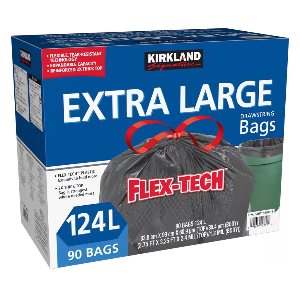 Kirkland Signature Flex-Tech Bin Bags – 124L, 90 Pack