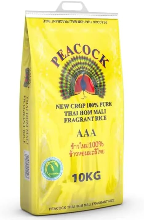 Peacock Thai Hom Mali Fragrant Jasmine Rice  10kg Premium Long Grain