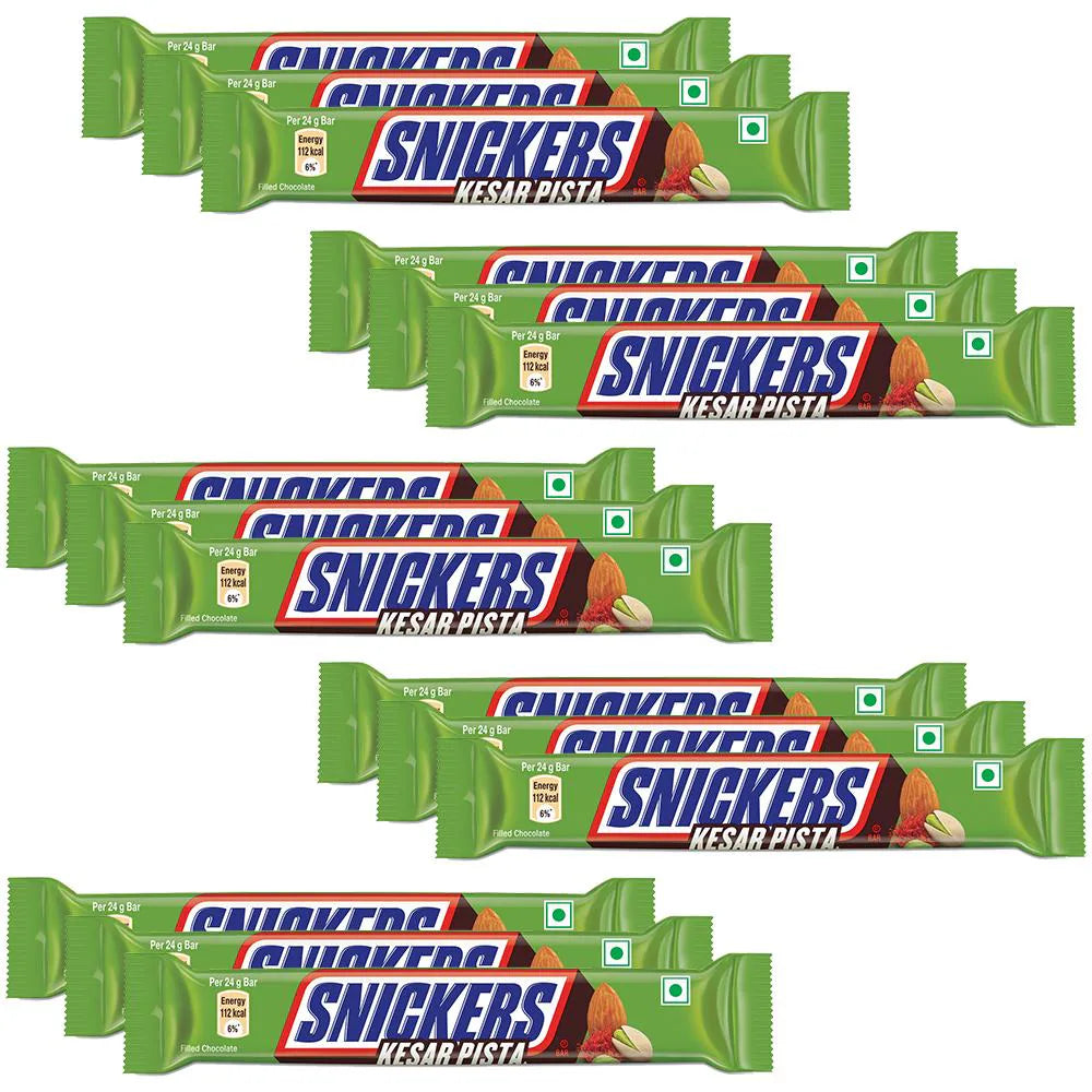 Snickers Kesar Pista Chocolate Bar (Pack of 15)