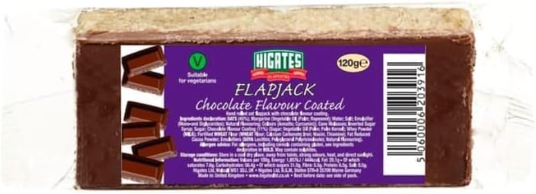 Higates Chocolate Coated Flapjacks  24 x 120g Delicious Oaty Treats