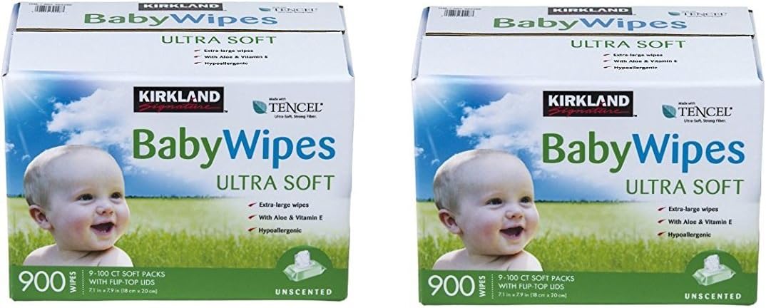 Kirkland Signature Baby Wipes  2 Boxes (900 Wipes Each, 13.8 lb Total)