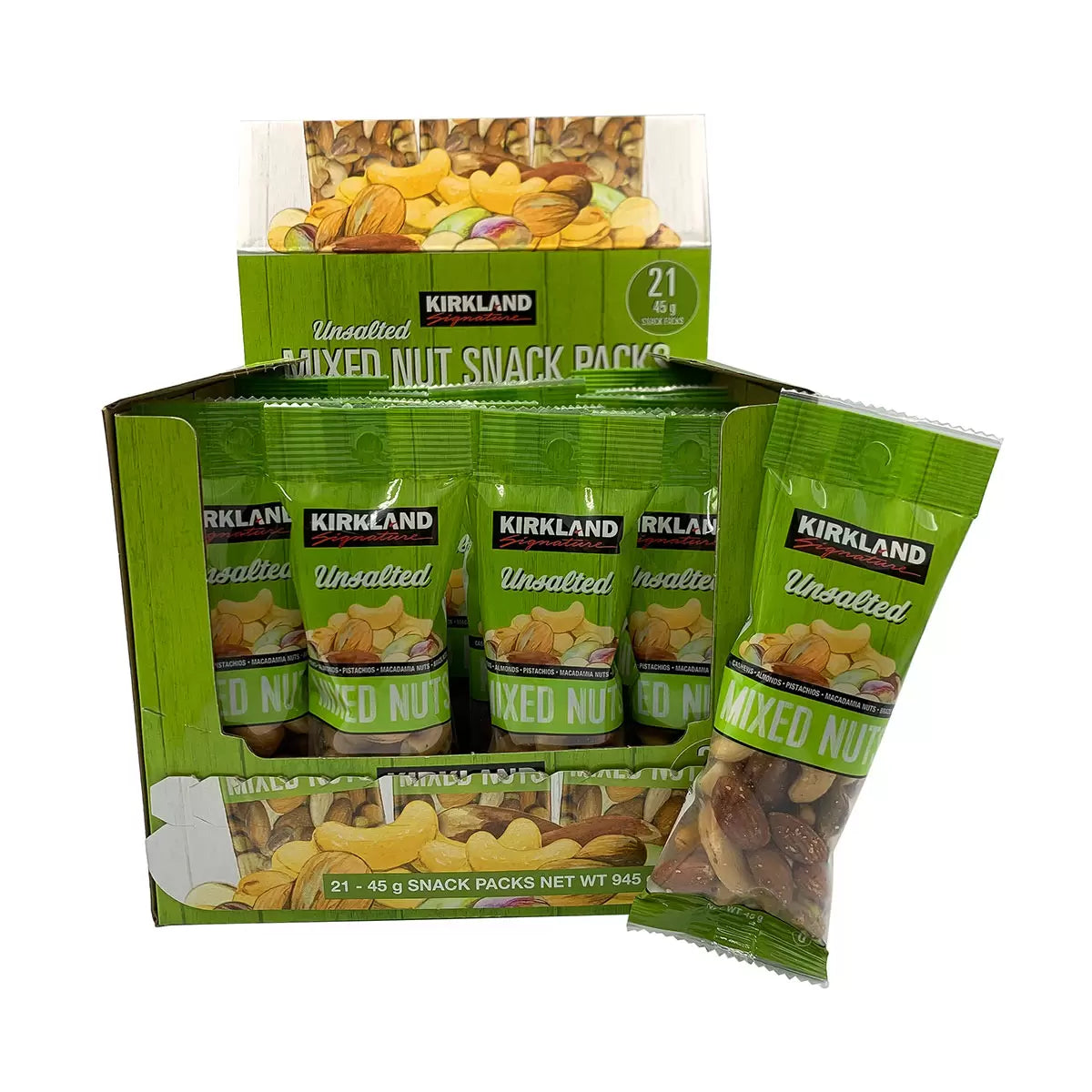 Kirkland Signature Unsalted Mixed Nut Snack Packs – 21 x 45g