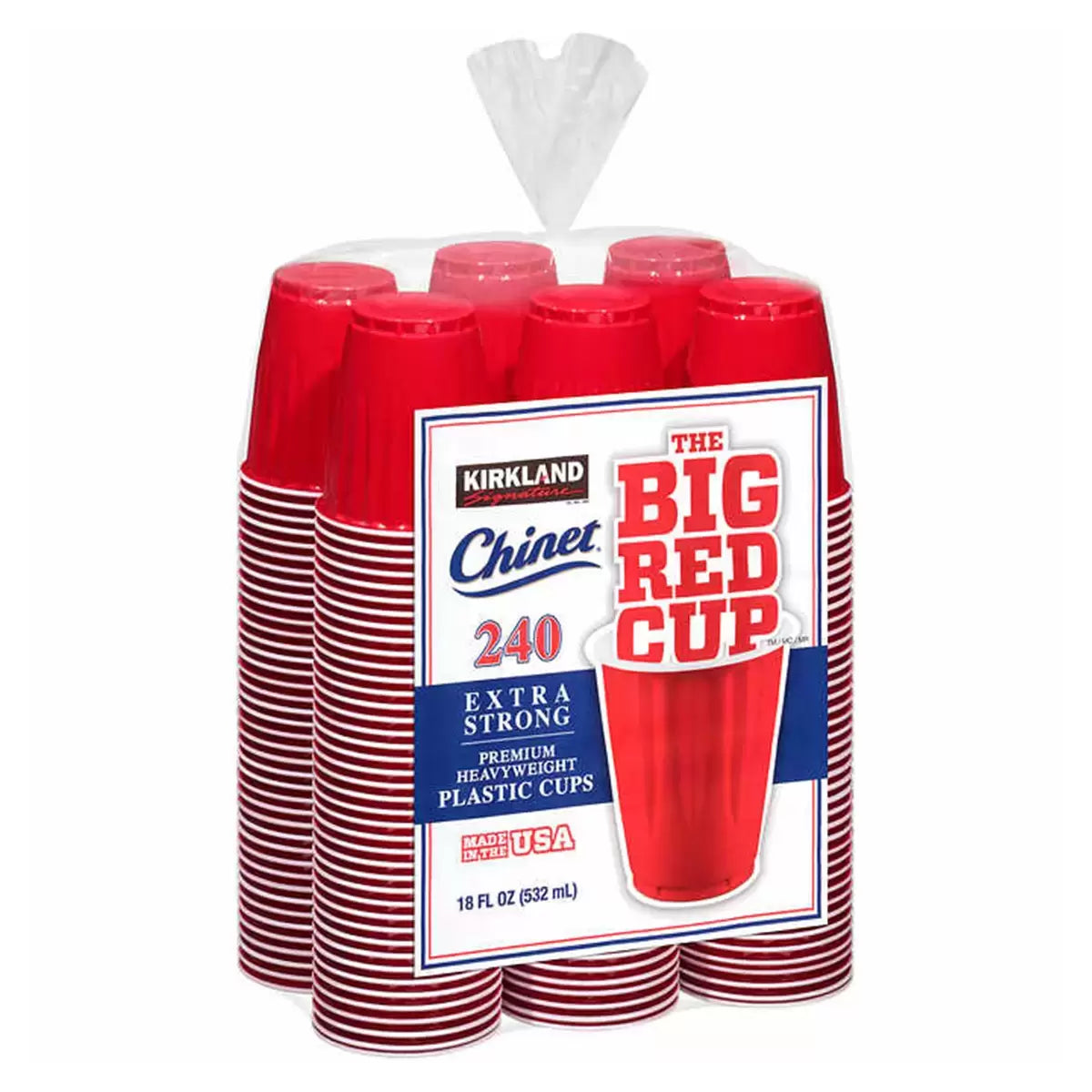 Kirkland Signature Chinet Red Plastic Cups – 18oz, 240 Pack