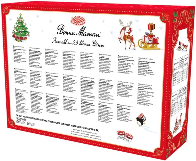 Bonne Maman Advent Calendar 2024, 21 x 30 g & 2 x 25 g Jars + 1 x Surprise, Limited Edition