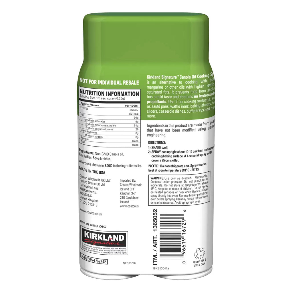 Kirkland Signature Canola Oil Cooking Spray – 2 x 397g