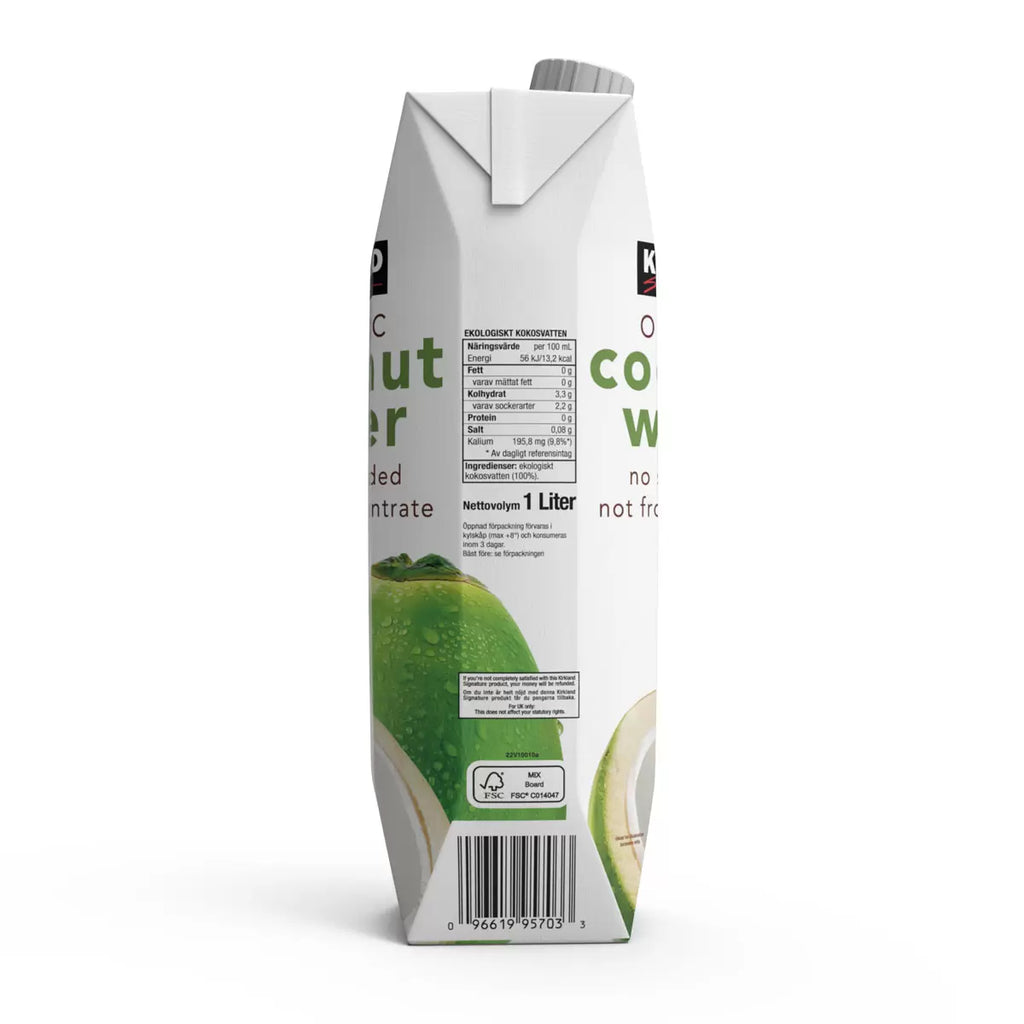 Kirkland Signature Organic Coconut Water – No Added Sugar, 9 x 1L