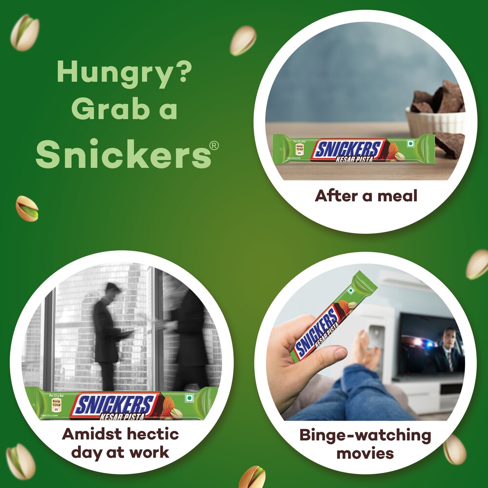 Snickers Kesar Pista Chocolate Bar (Pack of 15)
