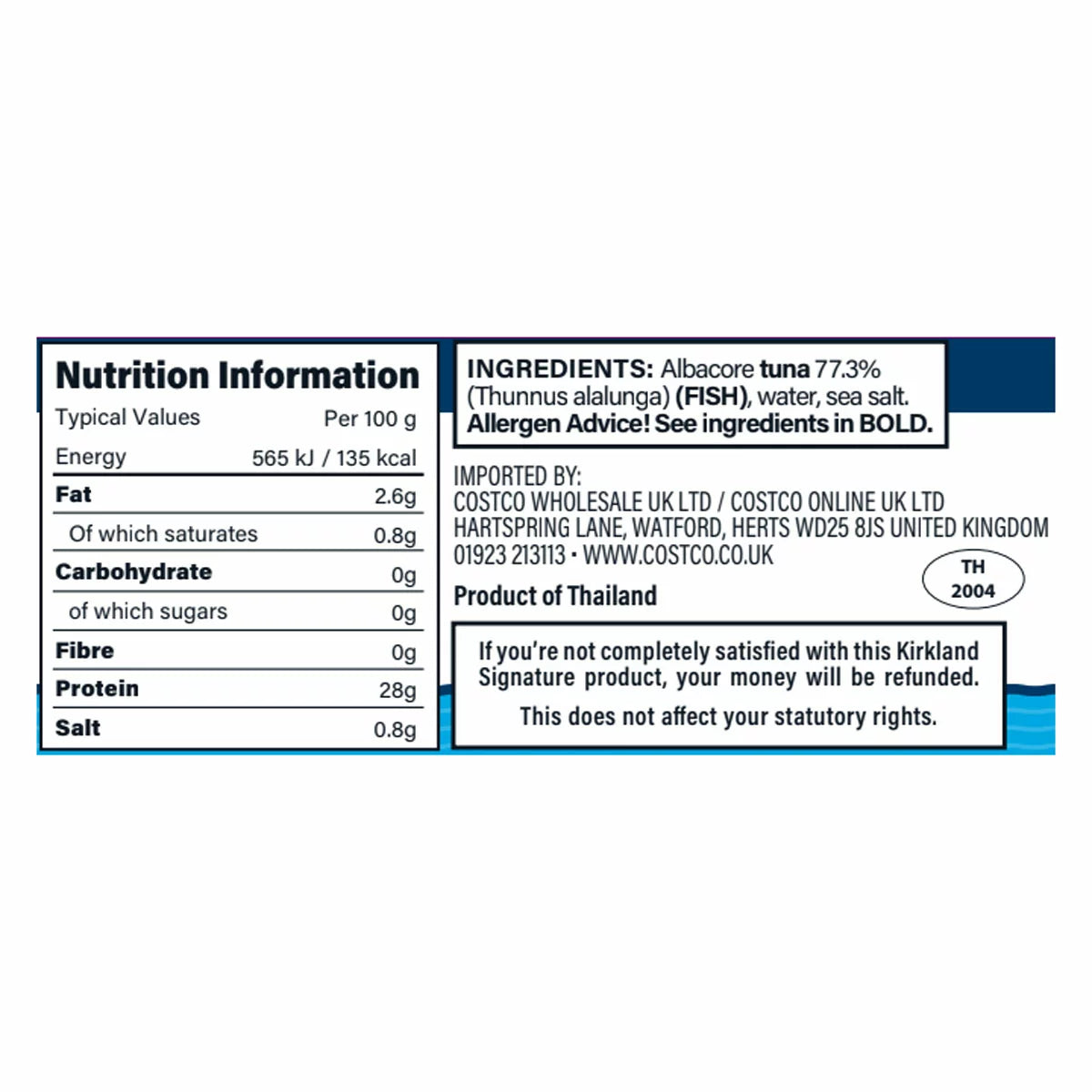 Kirkland Signature Albacore Solid White Tuna in Brine – 8 x 198g