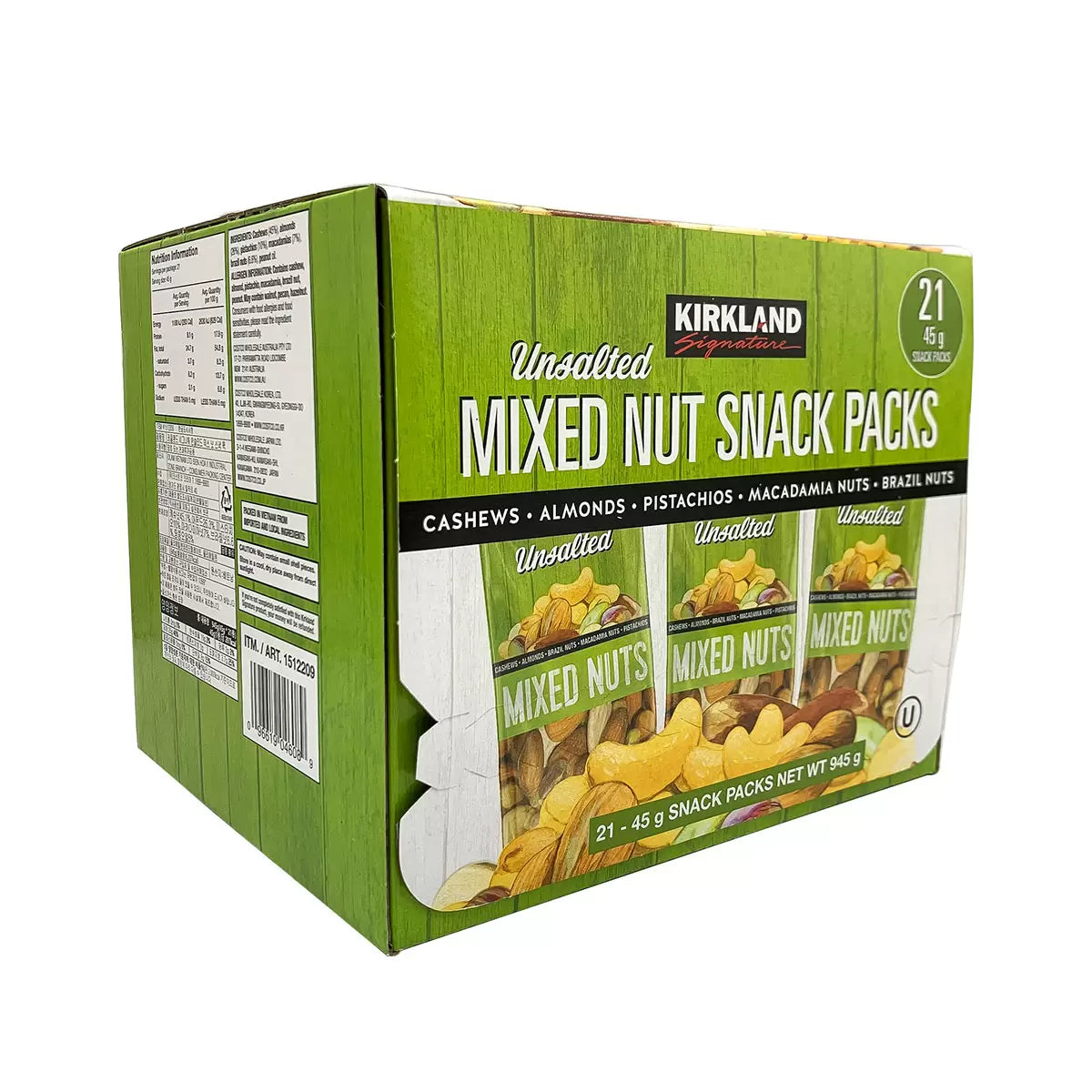 Kirkland Signature Unsalted Mixed Nut Snack Packs – 21 x 45g