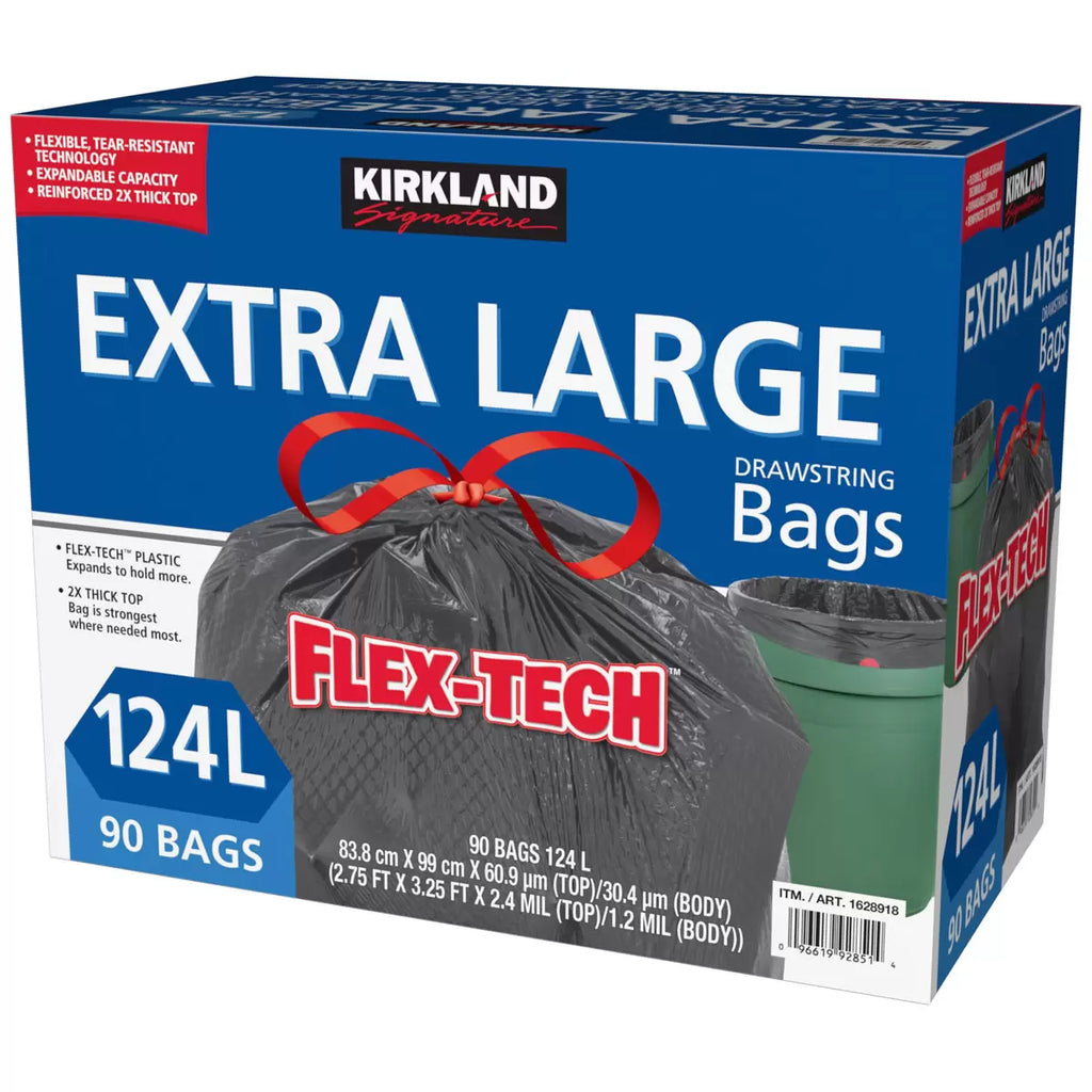 Kirkland Signature Flex-Tech Bin Bags – 124L, 90 Pack
