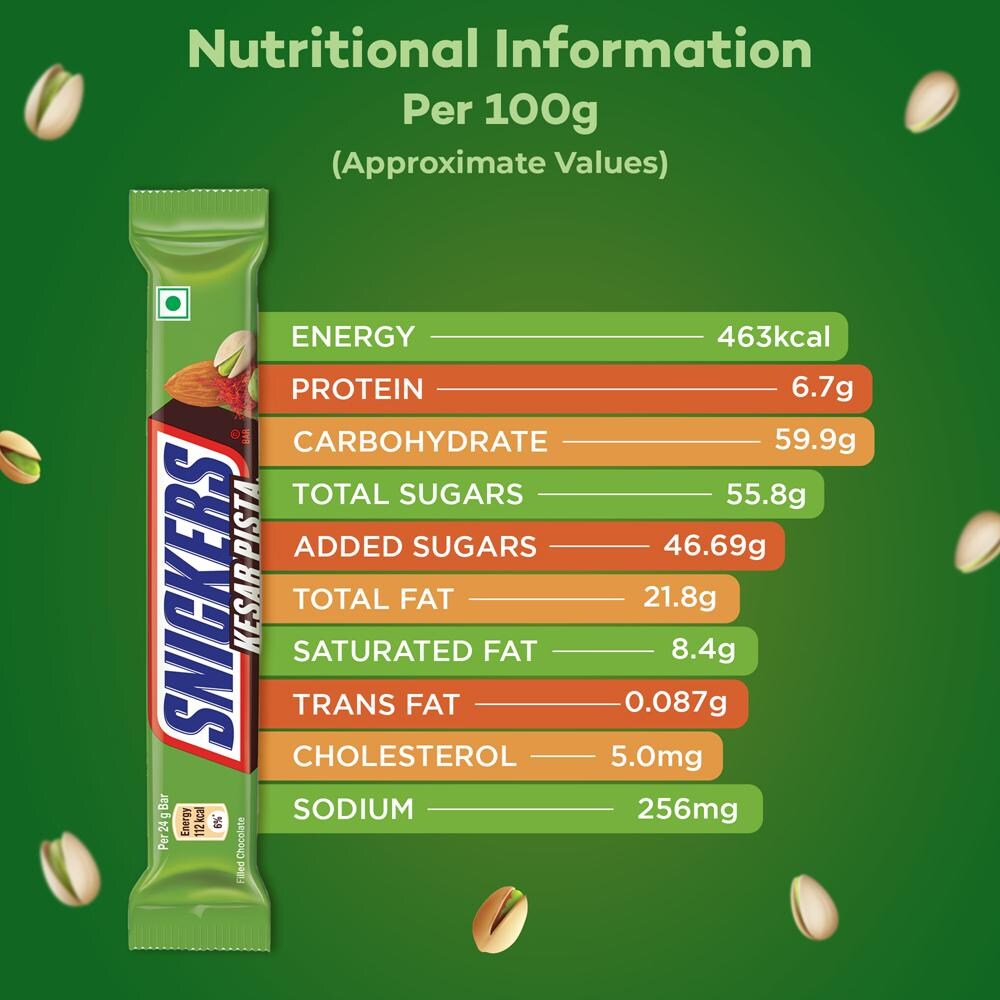 Snickers Kesar Pista Chocolate Bar (Pack of 15)