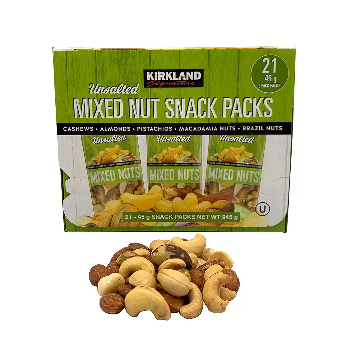 Kirkland Signature Unsalted Mixed Nut Snack Packs – 21 x 45g