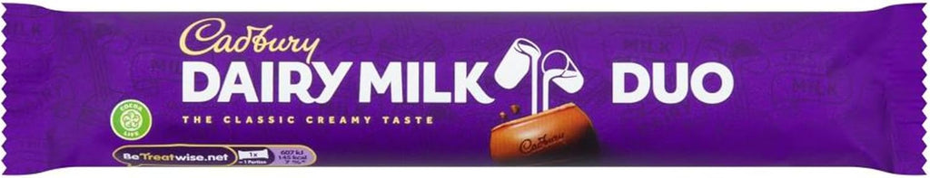 Cadbury Dairy Milk Duo Chocolate Bars, Classic Creamy Taste, 54.4 g (Pack of 36)