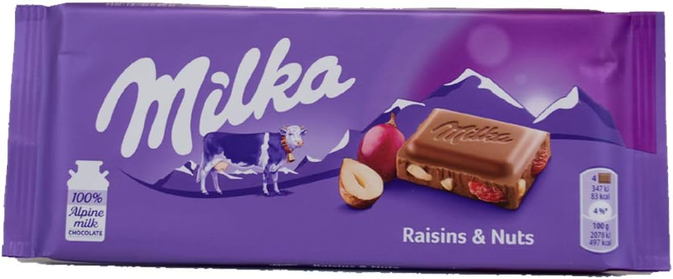 x 2 MILKA Chocolate Bars Variety Flavours Collection (MILKA Raisin & NUT)