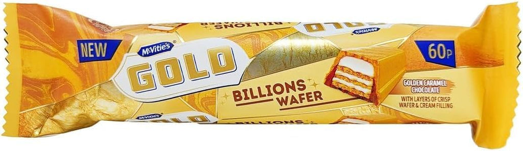 Gold Billions Wafer 39.5g Bar Tasty Treat Delicious Perfect For Sharing With Friends And Family (Pack Of 24)