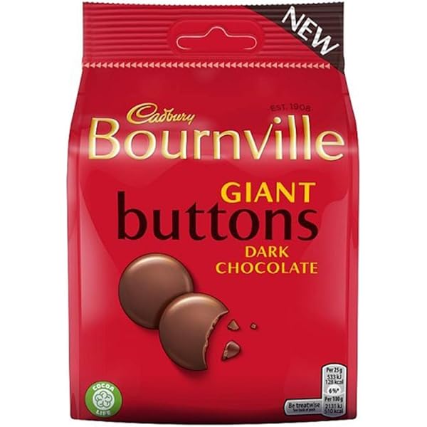 Cadbury Bournville Dark Chocolate Giant Buttons Bag 110g x Pack of 2
