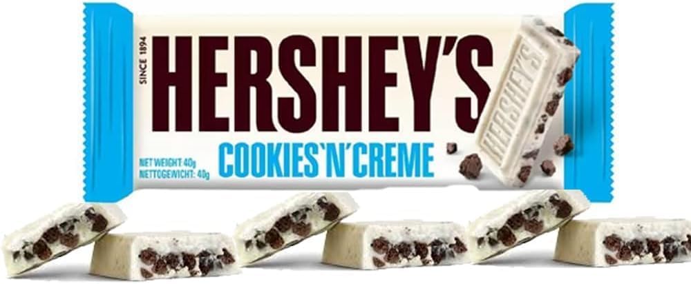 Hershey's Cookies 'N' Creme Chocolate Bar (90g) - 3 Pack - 25% More Cookies for Extra Crunch! Delicious White Chocolate with Crunchy Cookie Bits - Perfect for Snacking, Sharing, and Gifting Treat