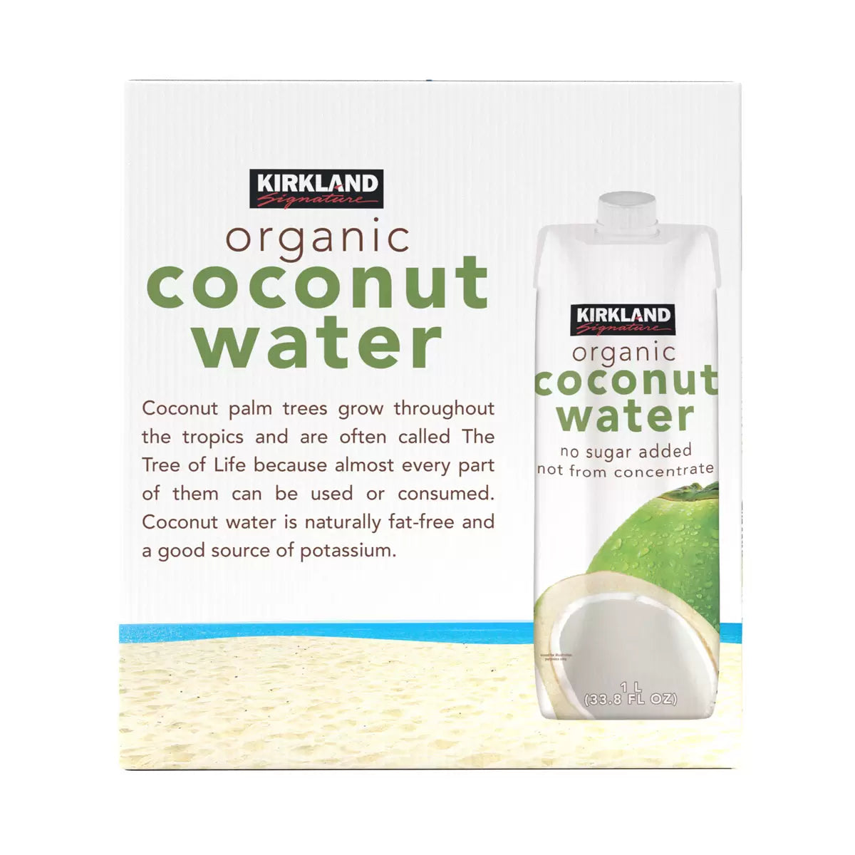 Kirkland Signature Organic Coconut Water – No Added Sugar, 9 x 1L