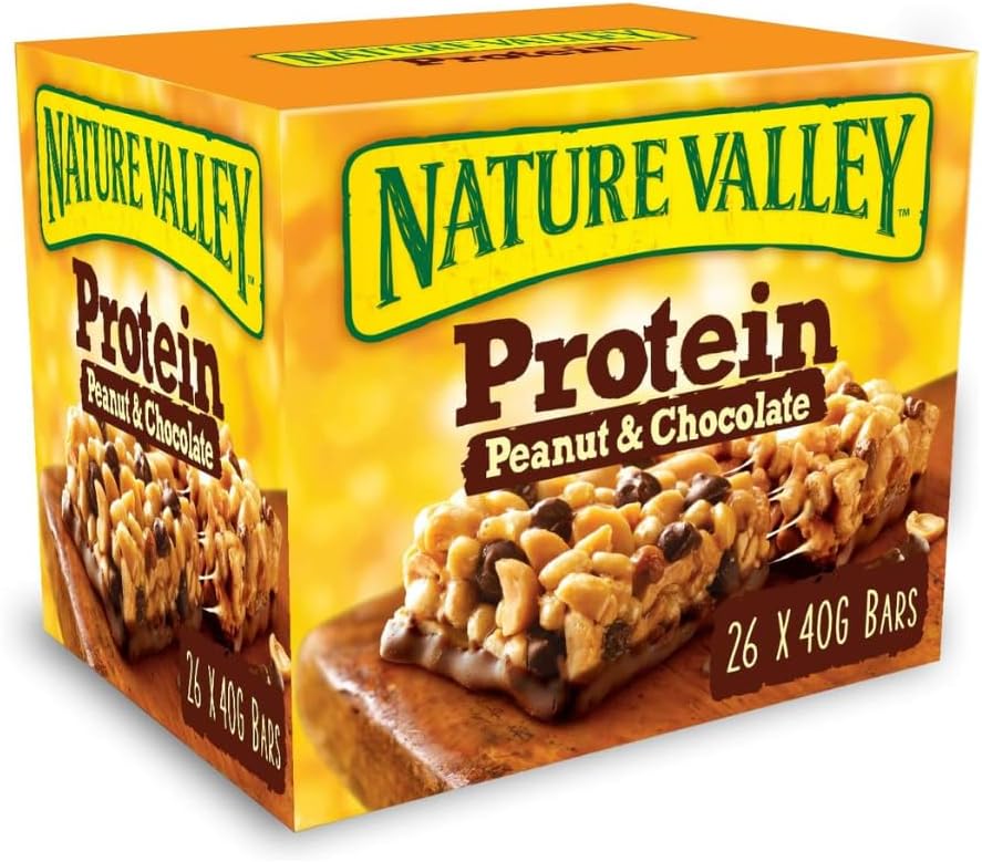 Nature Valley Protein Peanut & Chocolate Gluten Free Cereal Bars 40g (Pack of 26)