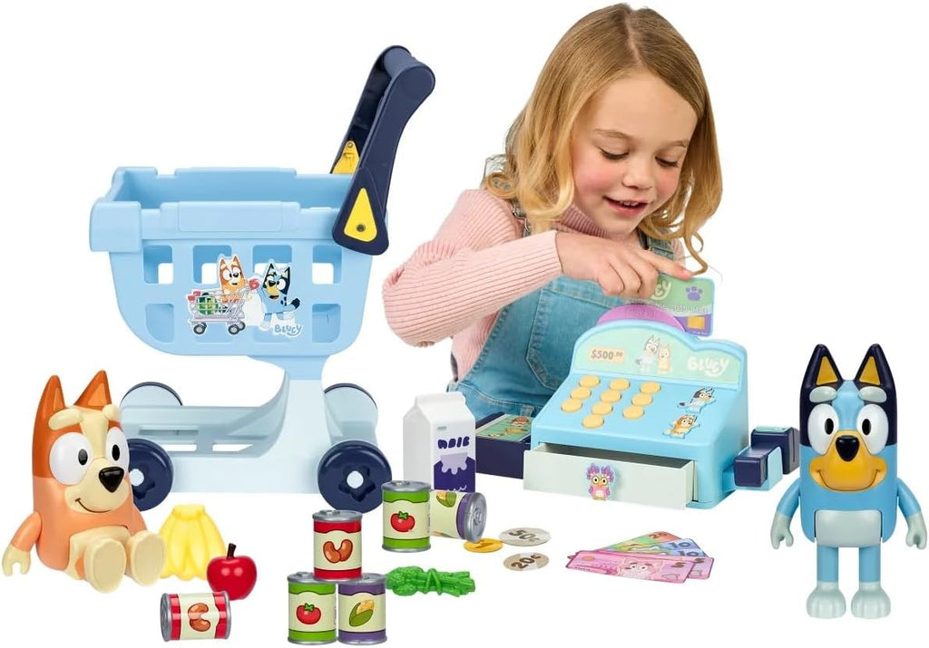 Bluey My Size Shopping Cart And Cash Register 26 Pieces