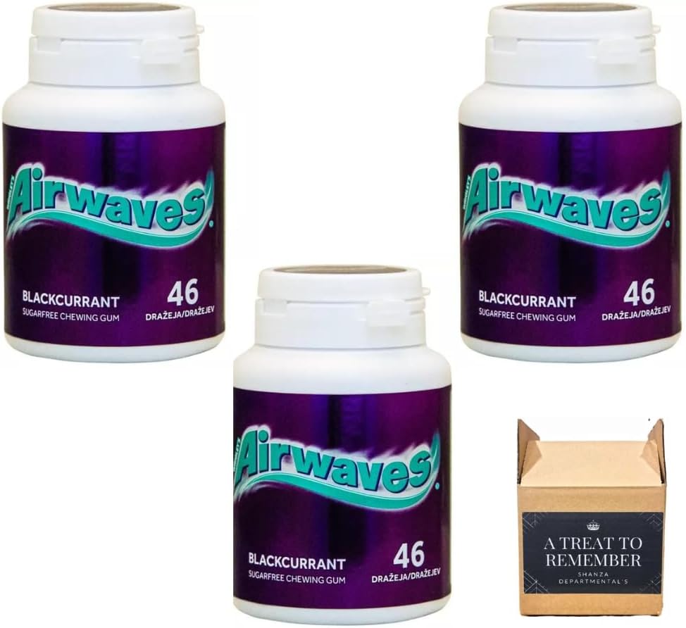 Airwaves Blackcurrant Sugarfree Chewing Gum Tubs 46pcs - 3 x 64g