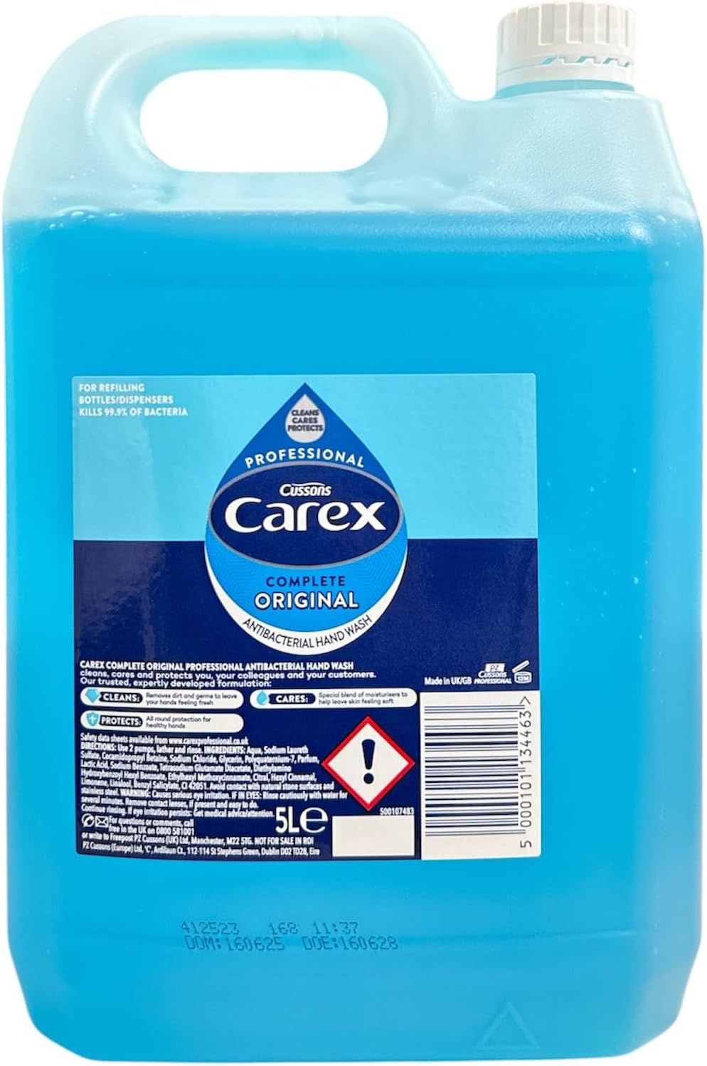 Carex Original Antibacterial Hand Wash 5L  Kills 99.9% of Bacteria & Viruses