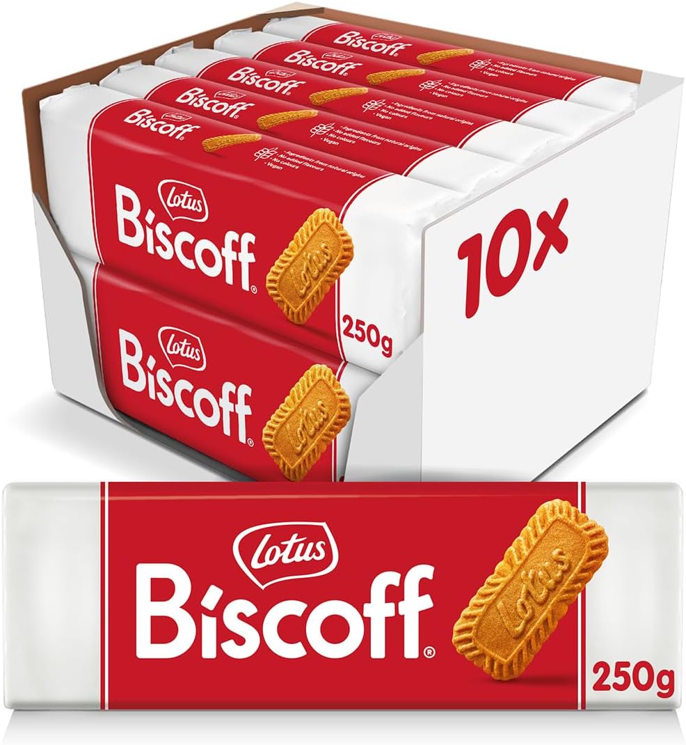 Lotus Biscoff Cookies - Caramelized Biscuit Cookie - 10 Counts x 250 Gram - Non-GMO Project Verified and Vegan