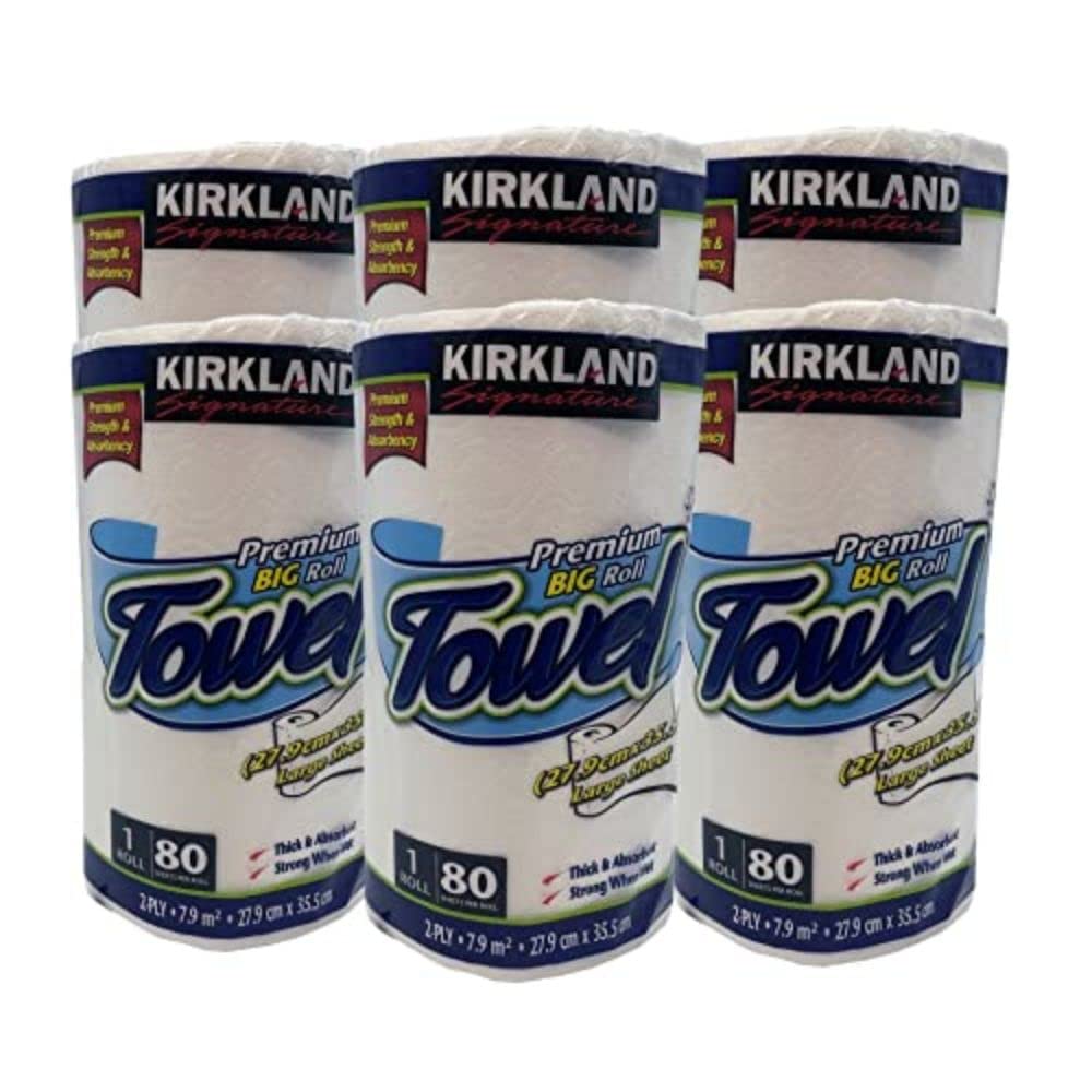 Kirkland Signature White Roll Towels  12 Pack (80 Sheets per Roll)
