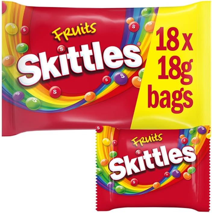 SKITTLES Fruits Sweets FUNSIZE 18 Pack x 18g Mini Bags (324g) Fruit Flavor