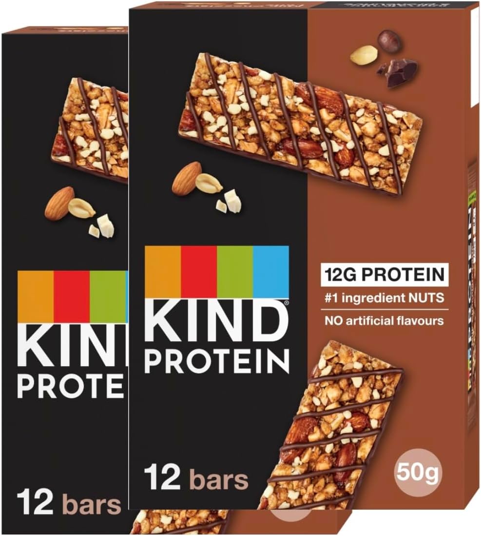 KIND Protein Bars, Gluten Free Snack Bars, Milk Chocolate Latte, High Fibre, Healthy Snack, Source of Protein, No Artificial Colours, Flavours or Preservatives, Multipack 24 x 50g