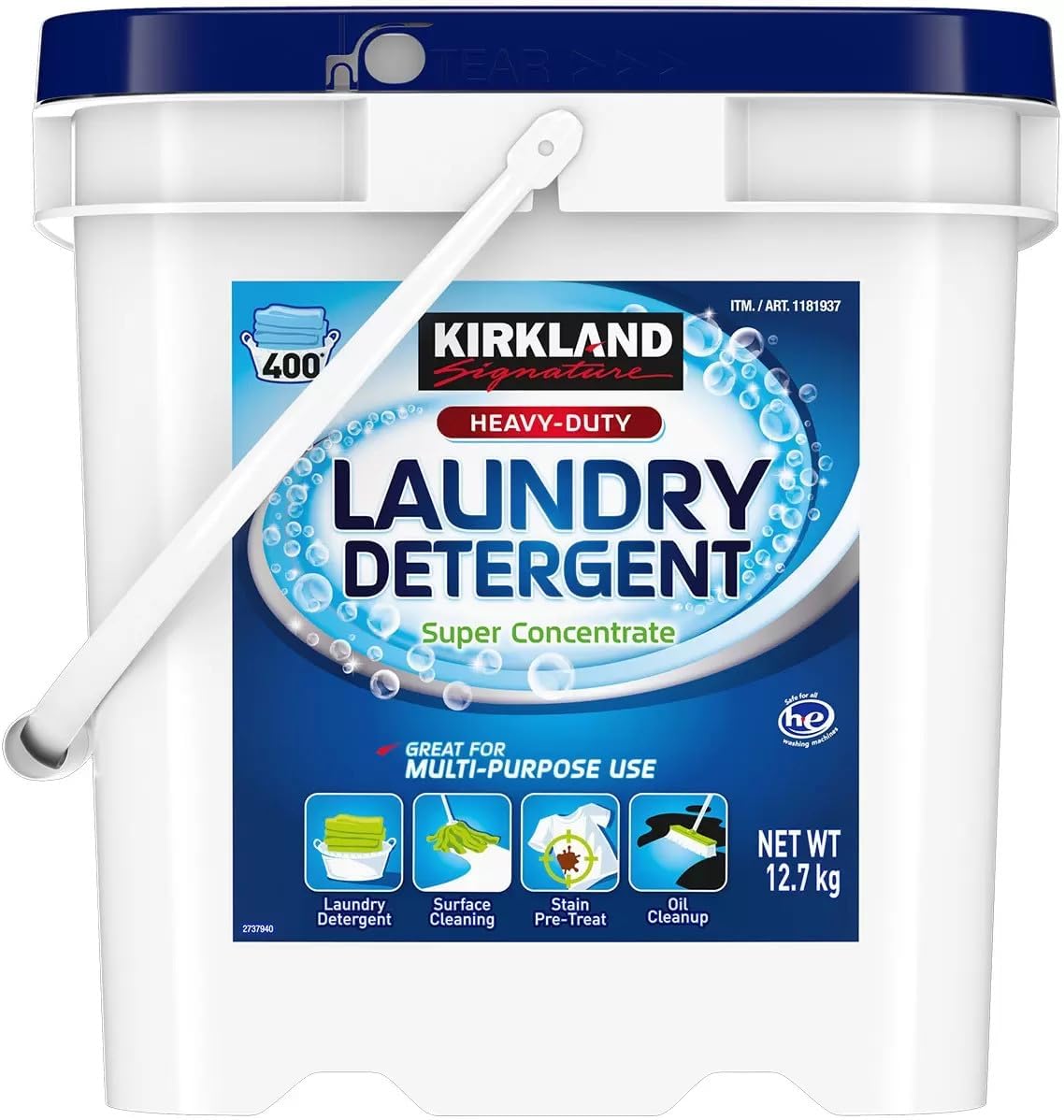 KIRKLAND SIGNATURE Non-Bio Concentrate Laundry Detergent 400 Washing Powder, 12.7 kg, White/Blue