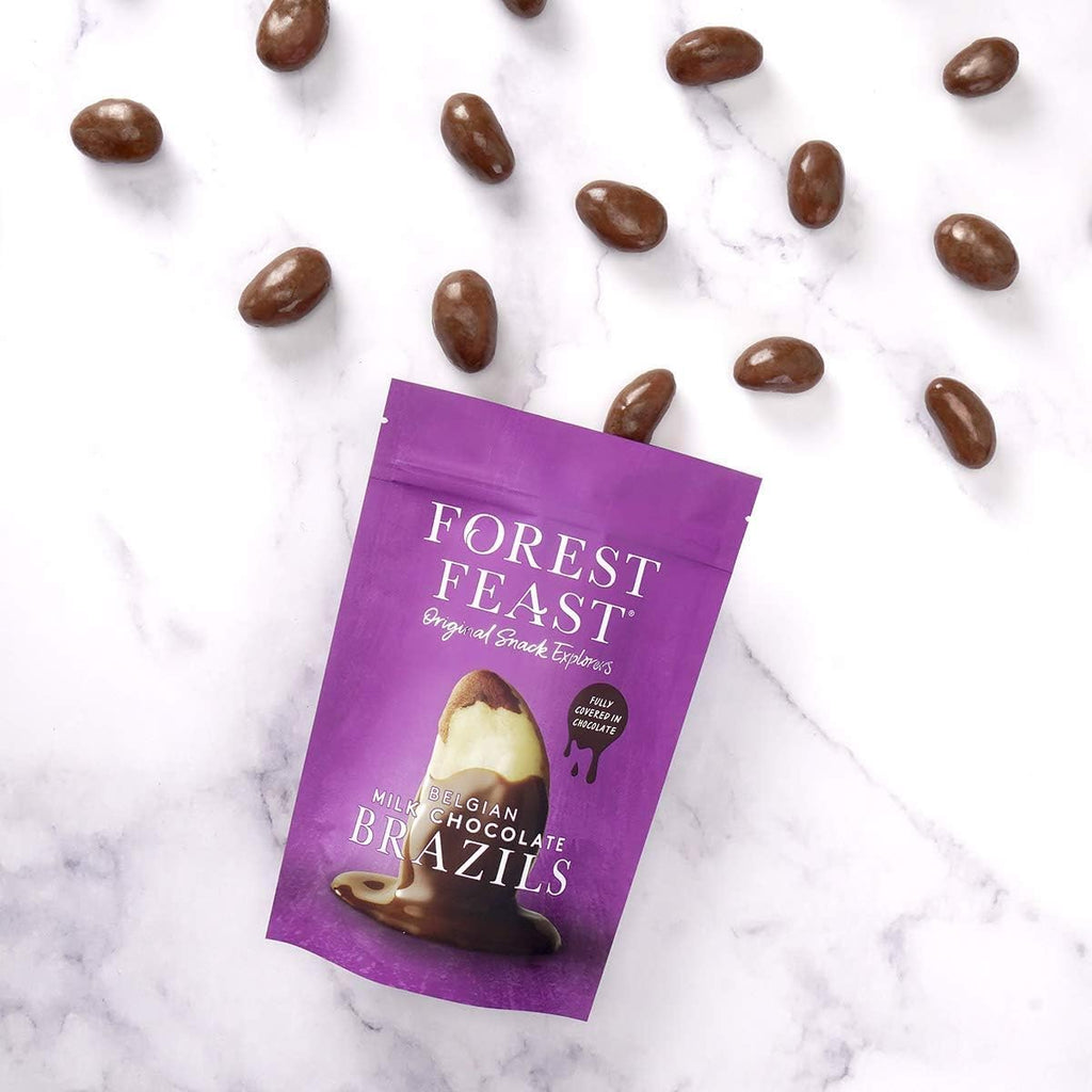 Forest Feast Belgian Milk Chocolate Brazils - Extra Thick Chocolate Coated Nuts (Award Winning)