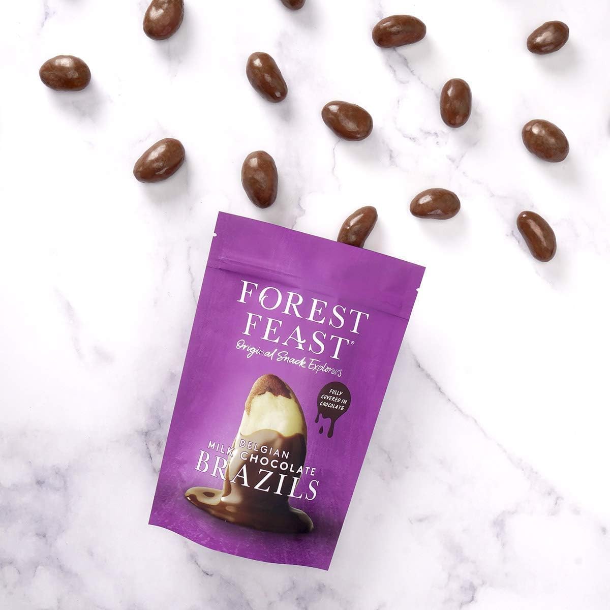 Forest Feast Belgian Milk Chocolate Brazils - Extra Thick Chocolate Coated Nuts (Award Winning)