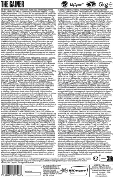 MyPro The Gainer Powder Chocolate, 5kg -  the ultimate formula for those looking to increase mass, strength, and recovery. Packed with high-quality protein, complex carbohydrates, and essential nutrients