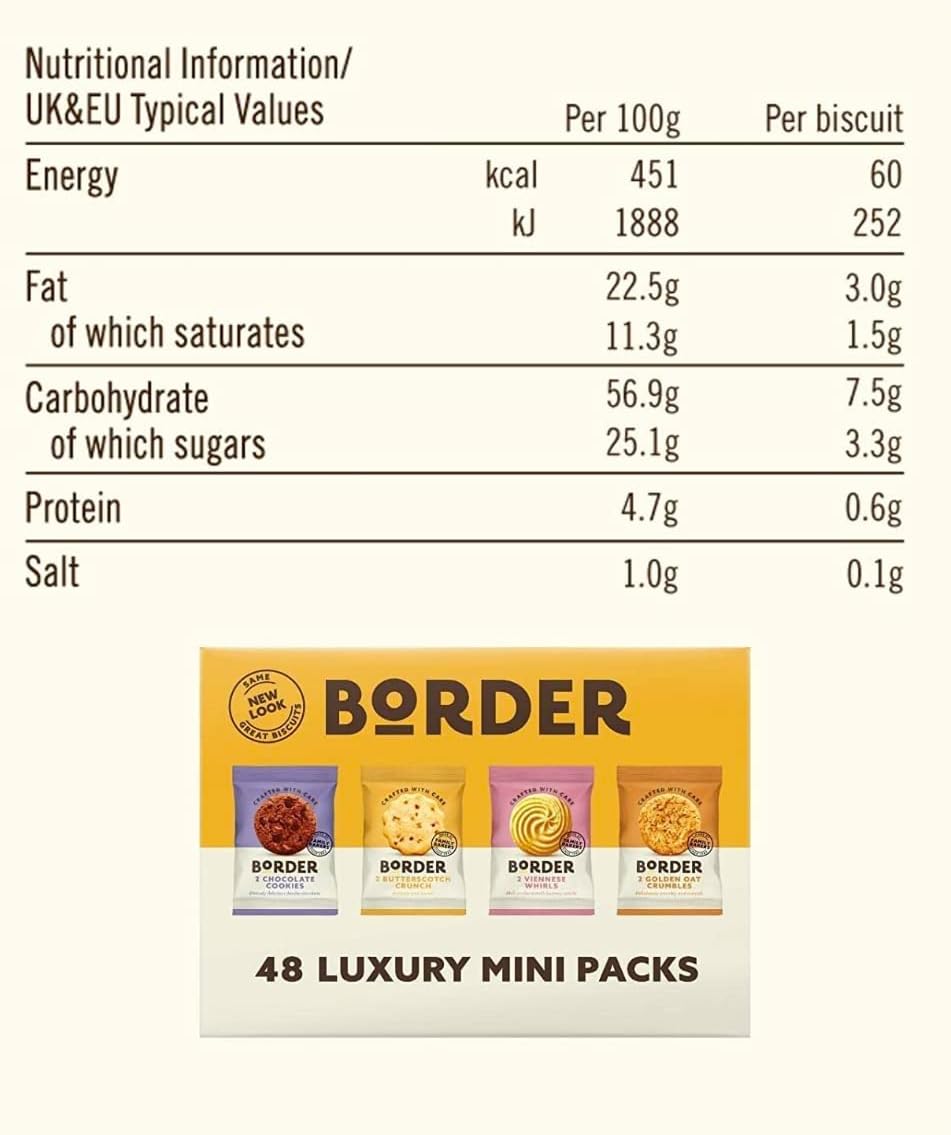 Border Biscuits 48 Famous Luxury Mini Packs - Assorted Premium Cookies Catering Box