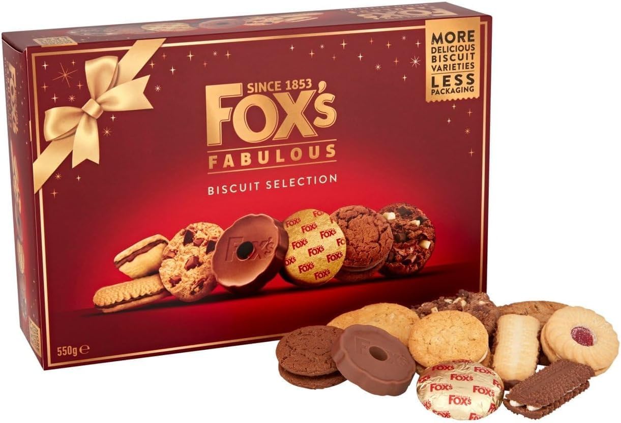 FOX-S CLASSIC BISCUIT SELECTION GIFT BOX 550g (Pack of 2) - Christmas Biscuit Selection, Foxs Biscuit Box | Giant Biscuit Selection, Luxury Biscuits Gift Box | Biscuit Selection Gift Set, Biscuit Pack