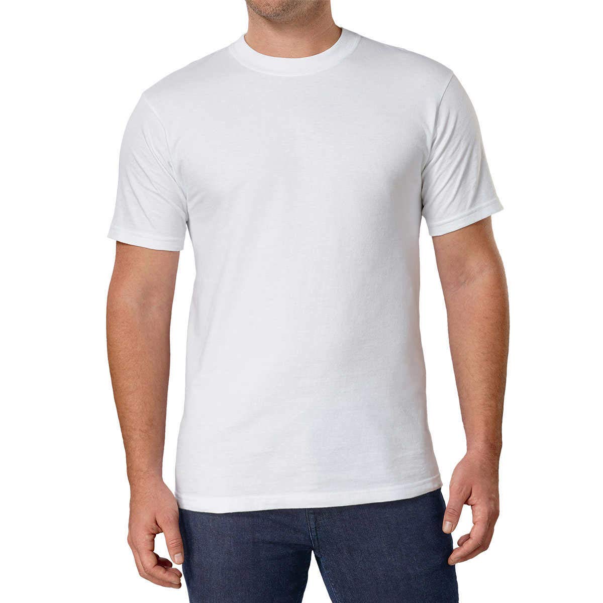 Kirkland Signature Men’s White Round Neck T-Shirts  6-Pack (Chest 42-44")