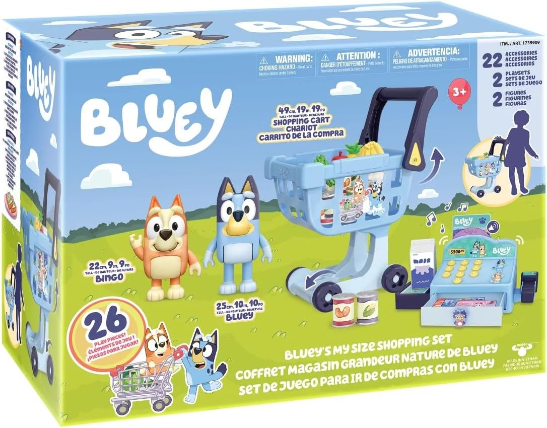 Bluey My Size Shopping Cart And Cash Register 26 Pieces