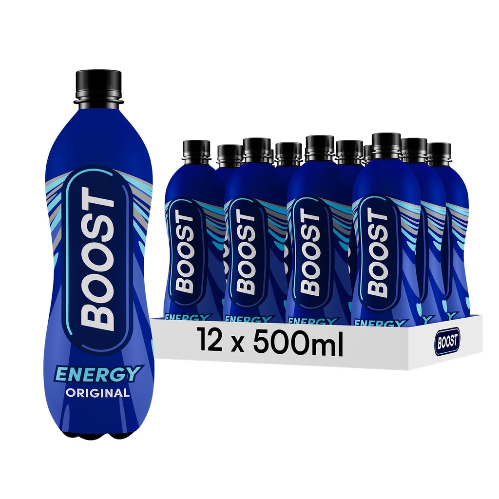 Boost Energy Drink Original Flavour - 24 Pack Drinks with Caffeine, Taurine and Vitamin B | Carbonated Energy Drinks | Gluten Free Vegan Low Calorie Fizzy Drinks Multipack | 24x250ml